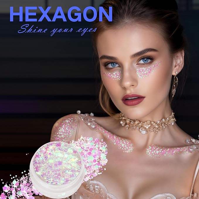 Mermaid White Face Glitter Gel,10g/pc 4 Styles Body Glitter for Kids,Mardi Gras Outfits Sparkling Hair Glitter Cheer Makeup Glitters Rave Festival Accessories,40g/1.41 oz