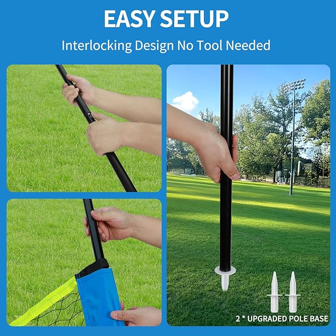 Portable Outdoor Volleyball Net Set for Backyard Beach with Adjustable Poles, Soft PU Volleyball & Pump, Carry Bag and Durable Anti-Sagging Net