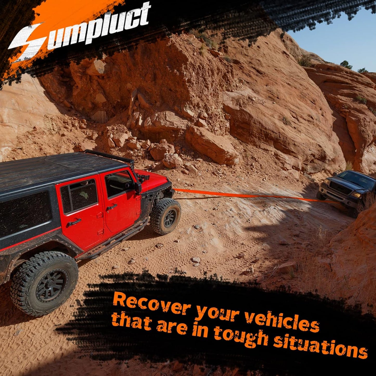 Recovery Tow Strap 3in X 20ft Heavy Duty 30,000 lbs Break Strength, Use for Emergency Towing Rope, Tree Saver, Winch Extension, Triple Reinforced Loops, Protective Sleeves,Car Accessories