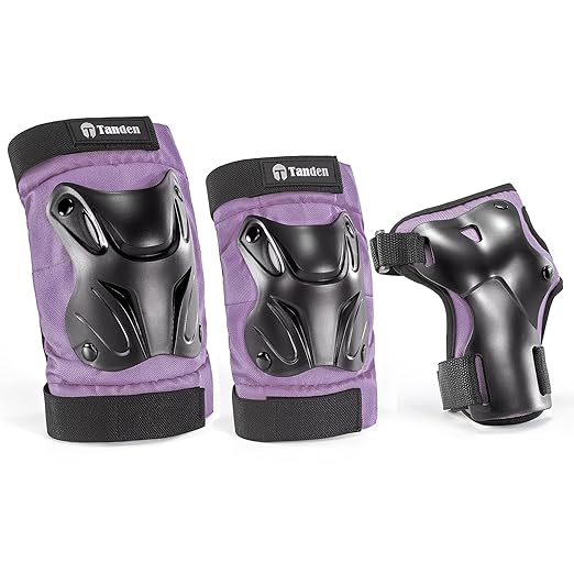 Skating Protective Gear Adult Youth Knee Pads and Elbow Pads Set, Skateboard Wrist Guards for Roller Skating Skateboarding Cycling Purple
