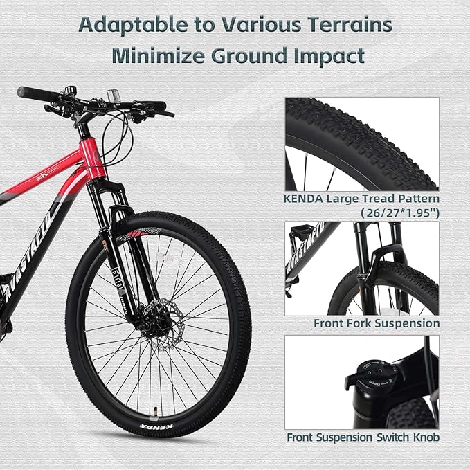 AVASTA Earth 26 27.5 inch Mountain Bike with 21-Speed,Aluminum Frame, Dual Disc Brake, Comfortable Saddle,Multiple Colors