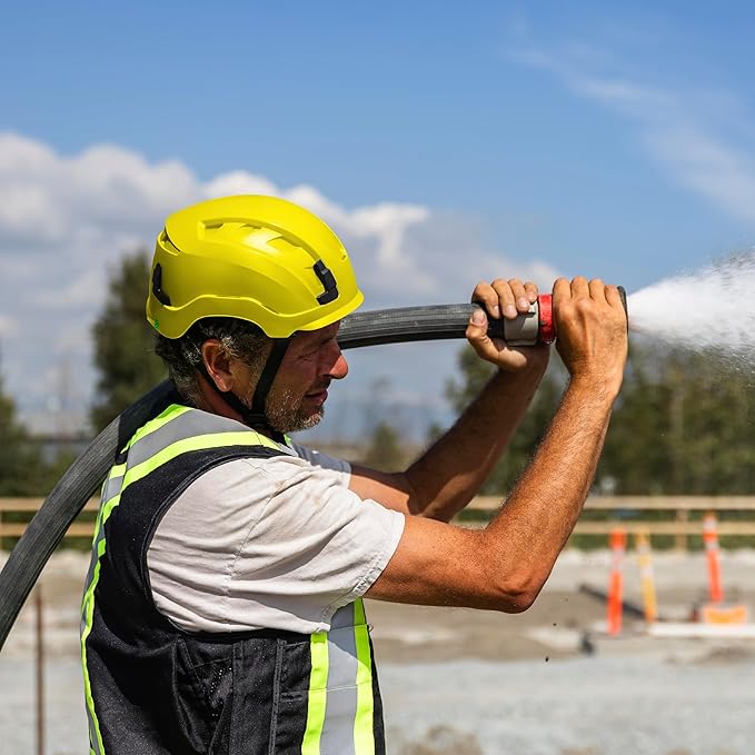 GE Safety Helmet, Impact Absorbing Tech, Adjustable Ratchet, ANSI Type 1, Memory Foam Padding, Hard Hats Protection, Lightweight, Durable, Chin Strap, Comfortable Fit OSHA Approved