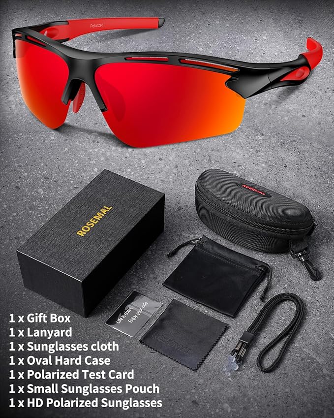 Polarized Sports Sunglasses for Men Women,UV400 Protection Sunglass for Running Cycling Fishing Hiking TR90