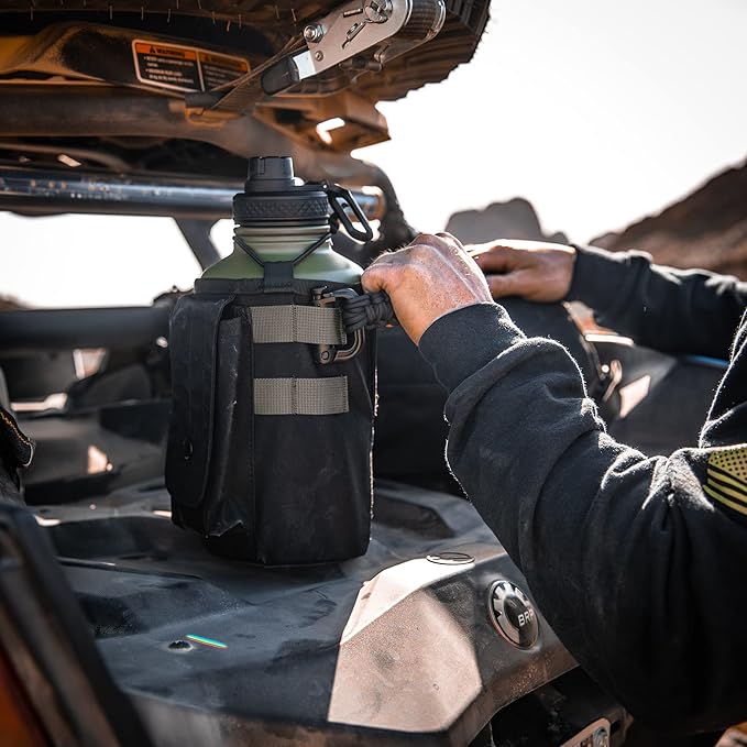 Iron Infidel Battle Bottle - Half Gallon Insulated Water Bottle with Paracord Handle, Large 64 oz Stainless Steel Water Jug with Rugged, Removable Sleeve for Keys, Wallet & Phone (Widowmaker 2L)