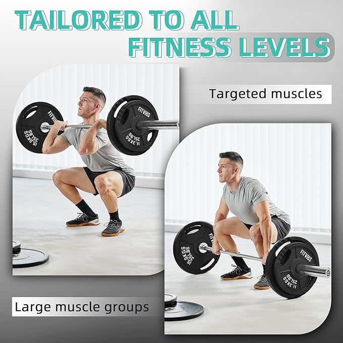Olympic Cast Iron 2-Inch Weight Plates for Strength Training & Weightlifting, 255 Pounds Set, Multiple Packages