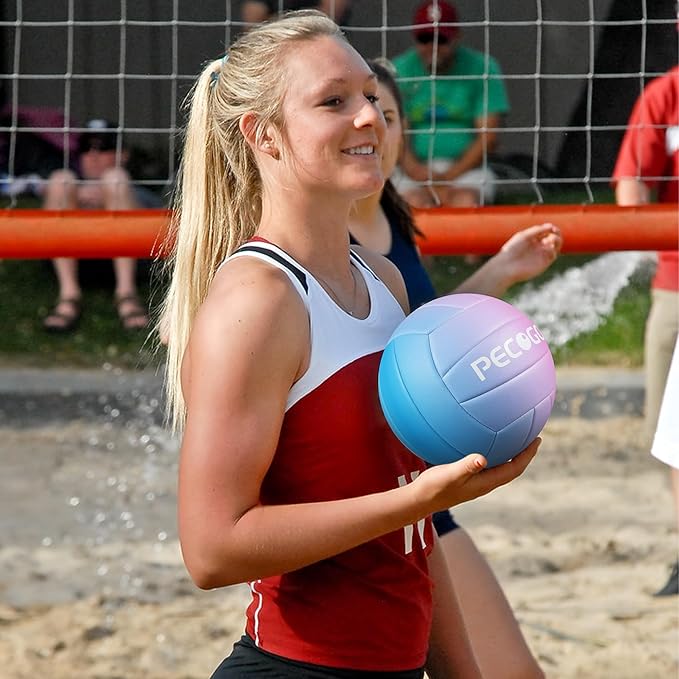 Size 5 Volleyball - Durable PU Leather, Indoor/Outdoor. Soft Control, Great Airtightness for Training/Games. Ideal for All Ages