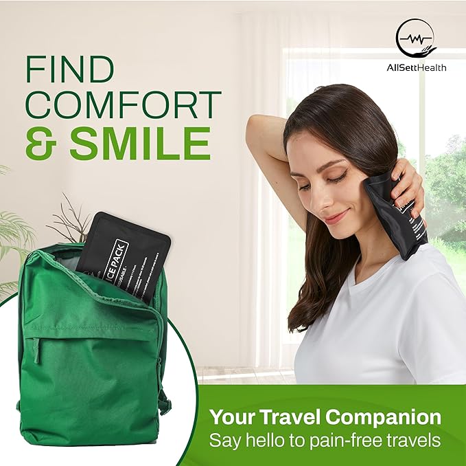 2 Pack Reusable Ice Packs for Injuries - Soft Ice Pack with Velvet Soft Fleece Fabric | Flexible Hot and Cold Gel Ice Pack Set- Cold Packs for Injuries, Knee, Back, Neck Pain - 10 x 6, Black