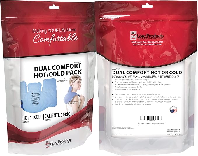 Core Products Dual Comfort CorPak - Reusable hot/Cold Pack for Knee, Back, Shoulder, or Ankle Pain; Use hot or Cold; Made in USA - Size: 11" x 15"