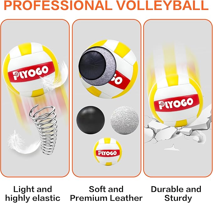 Volleyball Net for Backyard, Professional Portable Outdoor Heavy Duty Volleyball Net Set with Adjustable Aluminum Poles, Anti-Sag Design, Double Tension Adjuster for Beach, Grass |1680D Bag