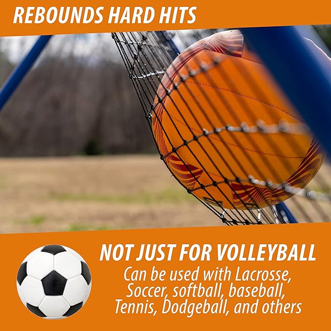 The Original Fully Adjustable 7x4 Feet Volleyball Rebounder Net from Anything Sports - Practice Sets, Spikes and Digs at Any Angle from Home- 12 Month No Questions Asked Warranty