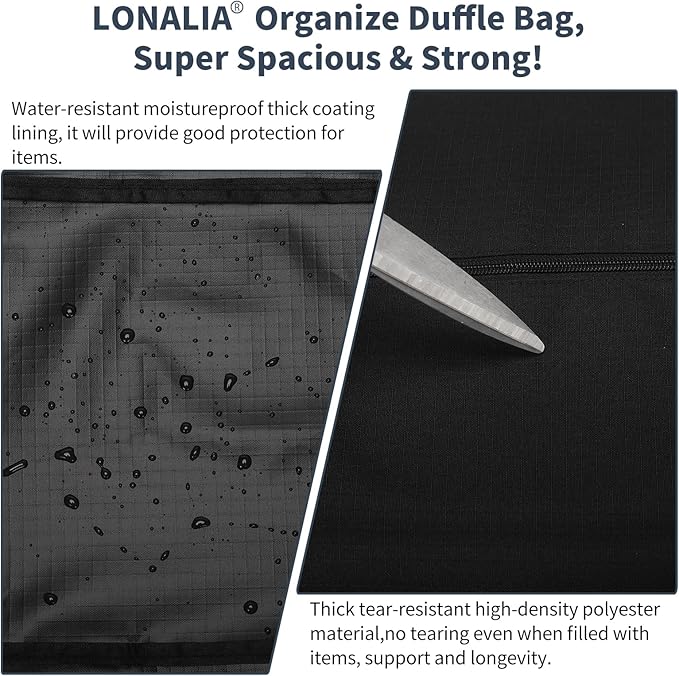 46 Inch Large Duffle Bag for Travel Camping - 127L Extra Large Heavy Duty Duffel Bag, Sport Equipment Storage Bag with 2 Sides Handles-Black