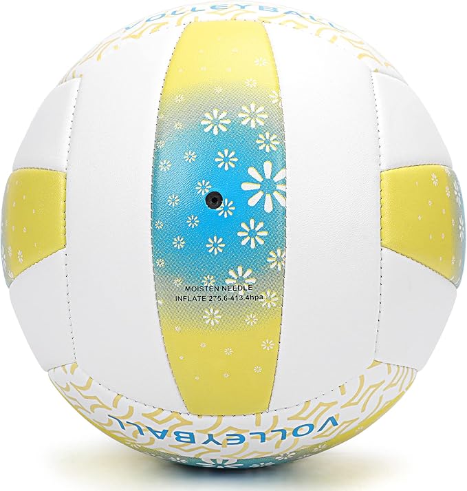 Beach/Water/Sand Volleyballs, Outdoor/Indoor Official Size, Soft Touch Volleyball for Beginners, Cute Volley Ball for Girls/Kids/Youth, Ideal Gifts with Pump for Backyard, Pool, Middle School