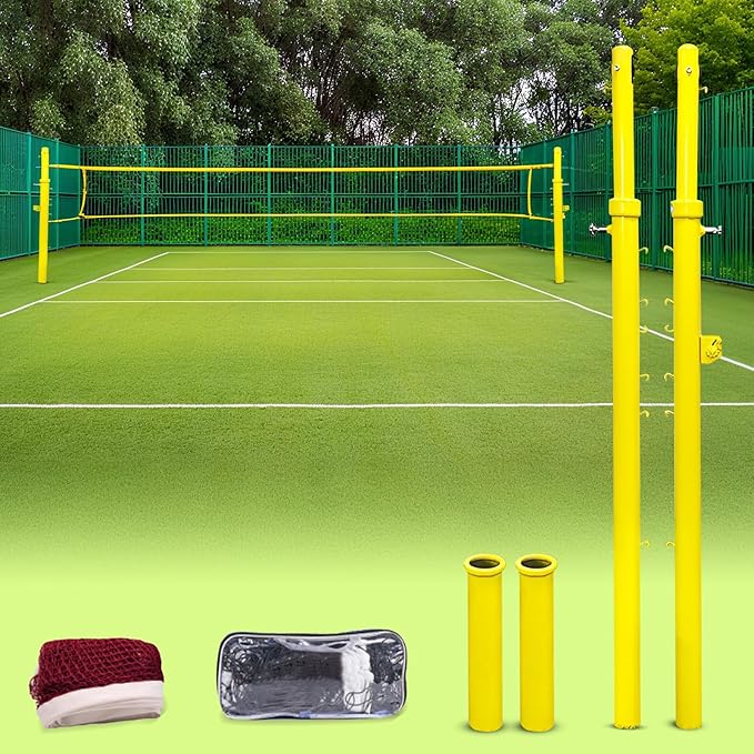 Volleyball Poles,Portable Outdoor Volleyball Net Set, Badminton/Volleyball Post, Adjustable Volleyball Net Poles for Outdoor Grass Backyard School Indoor