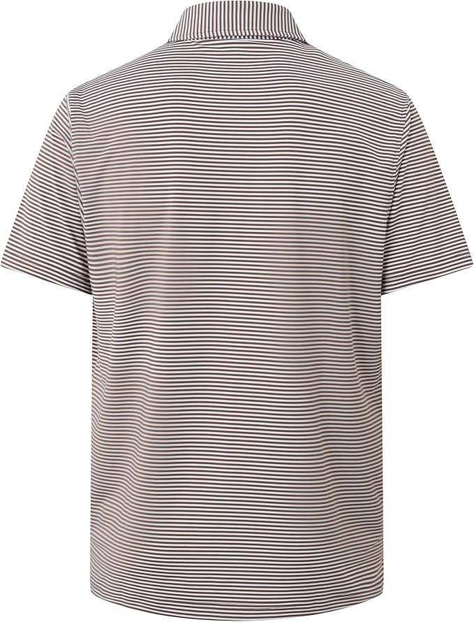 Golf Shirts for Men - Moisture Wicking Short Sleeve Performance Sport Casual Striped Collared Mens Polo Shirt