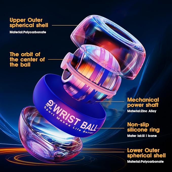 Wrist ball gyroscope forearm trainer, Torque ball, power, automatic start wrist strengthener,