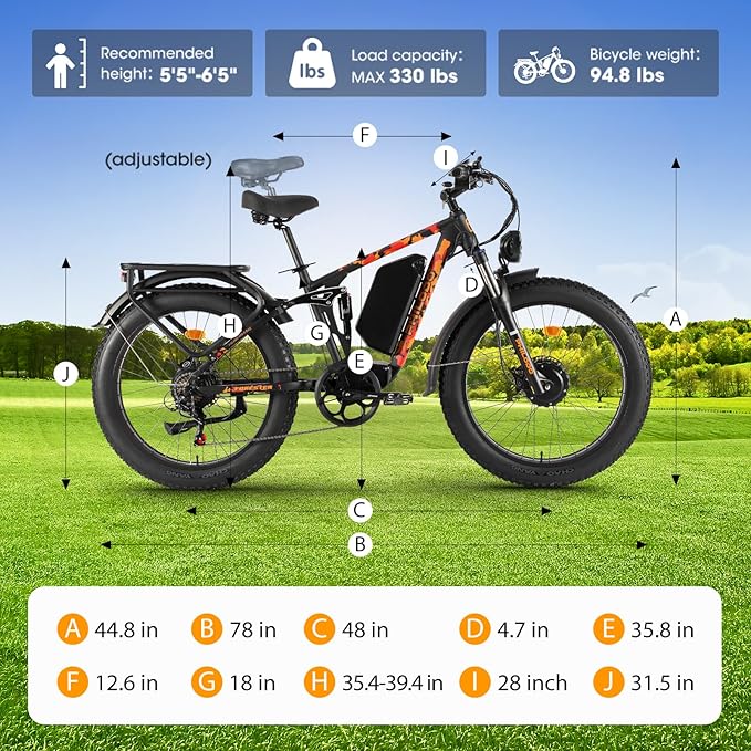 PHILODO Forester Electric Bike, 60V 26Ah Bike Battery for Long Range with 5000W Dual Motor Ebike for Adults, 26x4 Electric Bike Fat Tires for All Terrain Electric Mountain Bike