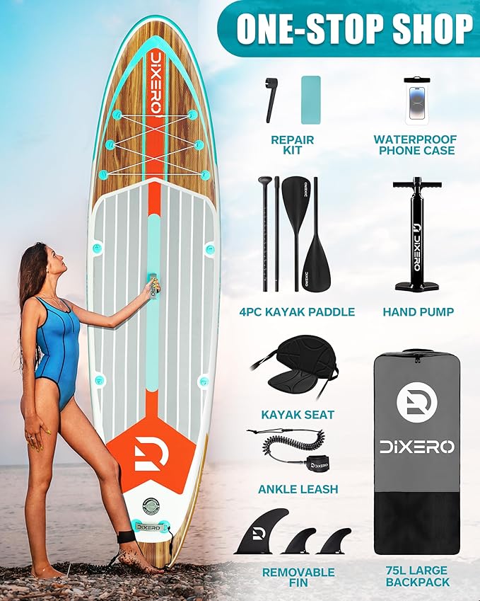 Inflatable Stand Up Paddle Board with SUP Accessories, Anti-Slip EVA Deck, 11'*33" Inflatable Paddle Boards for Adults & Youth of All Skill Levels