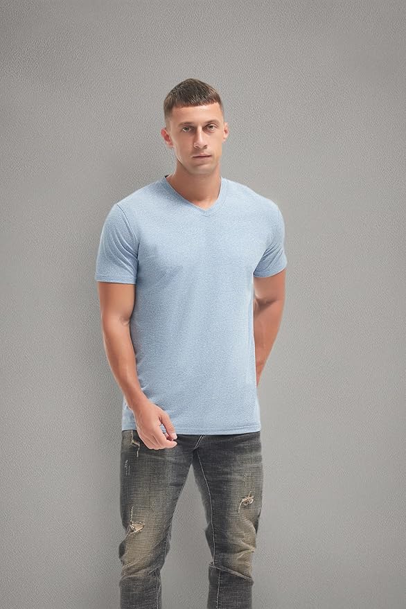 VEIISAR Premium V Neck T Shirts for Men - Modern Fitted Tees Vneck Undershirts