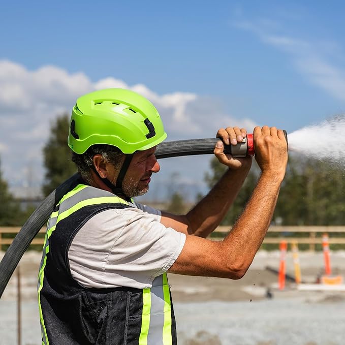 GE Safety Helmet, Impact Absorbing Tech, Adjustable Ratchet, ANSI Type 1, Memory Foam Padding, Hard Hats Protection, Lightweight, Durable, Chin Strap, Comfortable Fit OSHA Approved