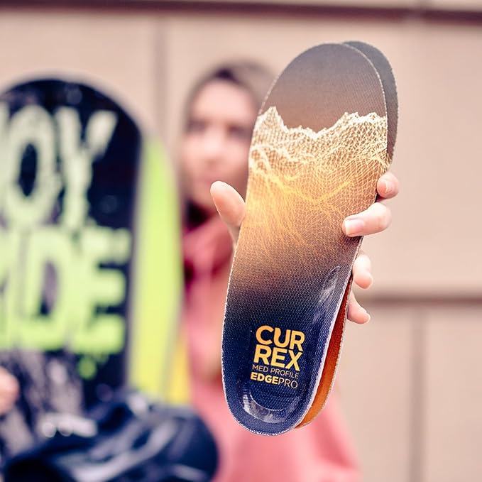 CURREX EdgePro Thermo Regulating Ski Boot Insoles for Snowboarding, Skiing, & Winter Sports ??Ski Boot Inserts with Shock Absorbing Cushioning ??for Men & Women ??High Arch, Medium