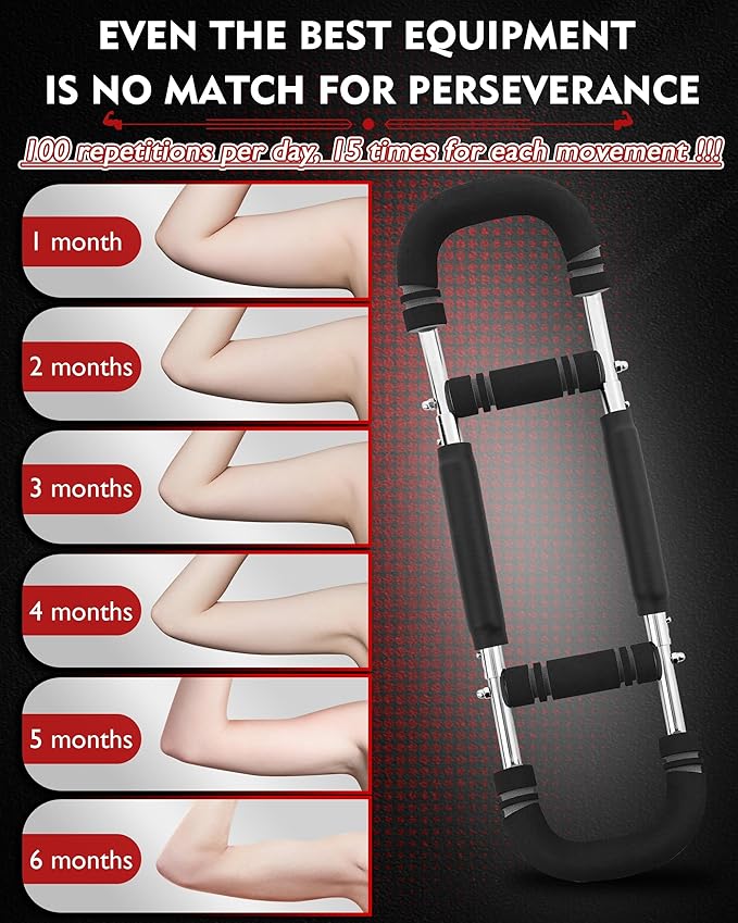 Twister Arm Exerciser, Adjustable Spring Workout Bar, Forearm Triceps Chest Inner Thigh Muscle Enhanced Exercise Strengthener, Upper Body Strength Builder Trainer, Home Fitness Equipment