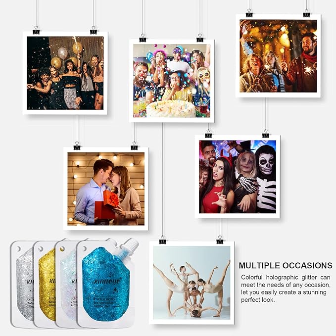 Holographic Face Glitter Gel Body Shimmer Makeup for for Hair, Face, Clavicle, Arm, Nail, Eyeshadow, Long Lasting Waterproof Mermaid Sequins Party Glitter for Rave Festival, 1.35oz (Garnet Red #14)