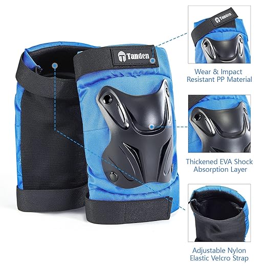 Skating Protective Gear Youth Knee and Elbow Pads Wrist Guards for Roller Skating Skateboarding, Skate Pads Youth Knee Pads Blue