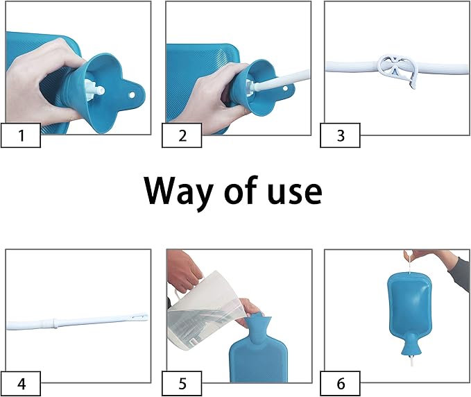 Abyclean Rubber Enema Bag Kit Anal Douche Vaginal Douche Enema Cleaner for Women’s or Man’s Health (Blue-2L)