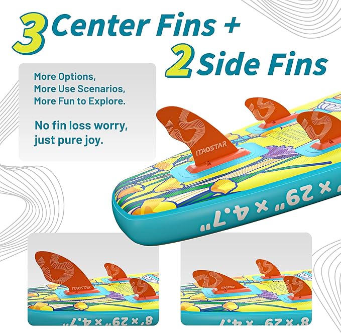 Joy 8'×29"/11'×35" Inflatable Paddle Board for Kids, One-Stop Premium SUP Accessories, Stand Up Paddle Board for More Balance, Tailored Fins for More Fun