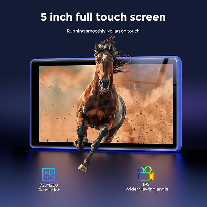 128GB MP3 Player with Bluetooth and WiFi,Music Video Player with Spotify Pandora,Amazon Music, 5" Touch Screen Android MP4 MP3 Player for Kids with Audible, YouTube, Spotify Kids,up to 256GB (Blue)