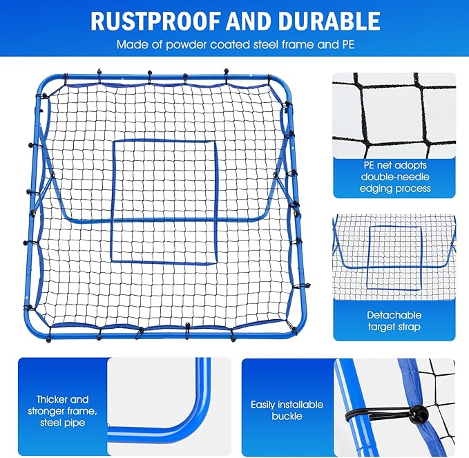 Volleyball Rebounder Net, Soccer Baseball Rebound Pitchback Net, Adjustable Target Practice Nets, Easy Setup Softball Bounce Back Trainer Equipment, Improve Sport Training Skills for Backyard