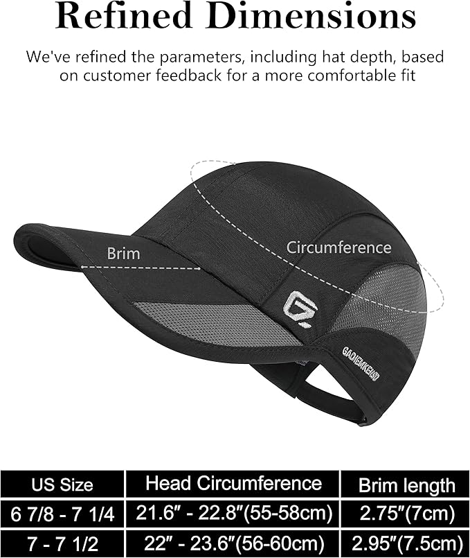 GADIEMKENSD Quick Dry Run Hat Cooling Breathable Mesh