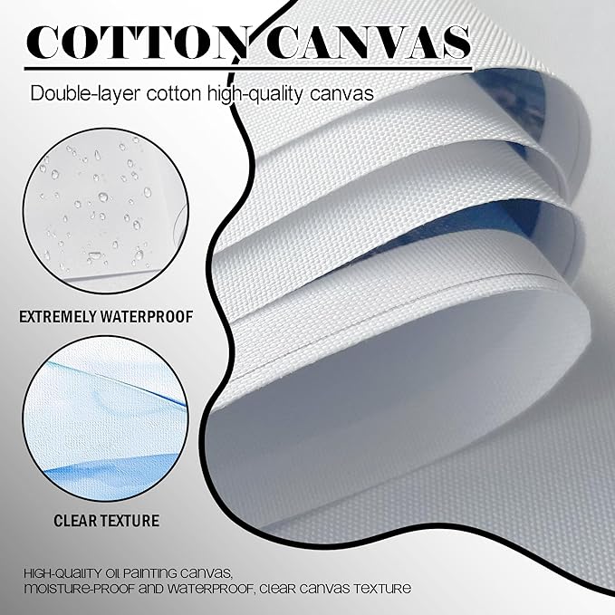 Abstract Large Wall Art - Hand Painted White Gold Tones Abstract Art Black Framed Poster Modern Style for Home Living Room Dining Room Office Hallway Kitchen Decor 24x48 In