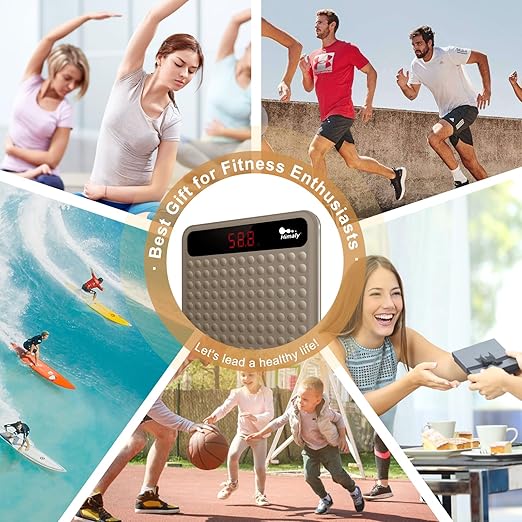 himaly Digital Body Weight Scale Bathroom Scale, Step-On Technology High Precision Measurements Scales with Large Non Slip Silicone Platform and LCD Digital Display, 400lbs/180kg Capacity, Brown