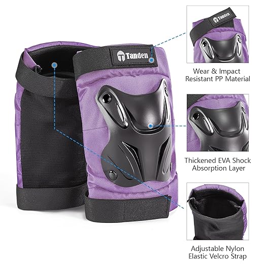 Skating Protective Gear Adult Youth Knee Pads and Elbow Pads Set, Skateboard Wrist Guards for Roller Skating Skateboarding Cycling Purple