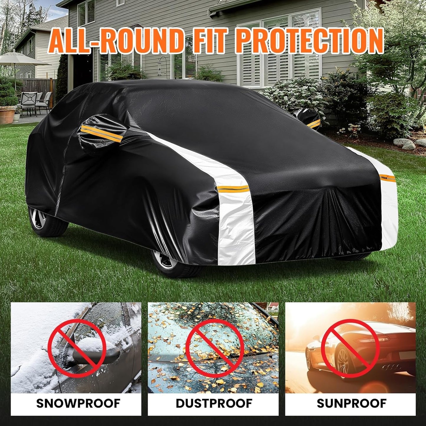 Hyundai Elantra Car Cover 100% Waterproof All Weather, Gift with Towel, 10 Layers Sedan Car Cover Custom Fit 1995-2025 Hyundai Avante/Elantra, Outdoor Covers Rain Sun UV Protection with Door Zipper.