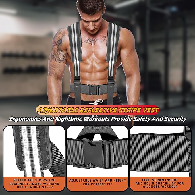 Weight Sled for Training, Heavy Duty 500 LBS Pull Push Sled for Outdoor, Indoor, Football, Durable Steel Weighted Sled, Compatible with 1" & 2" Weight Plate, Frame with Adjustable Reflective Stripe Vest