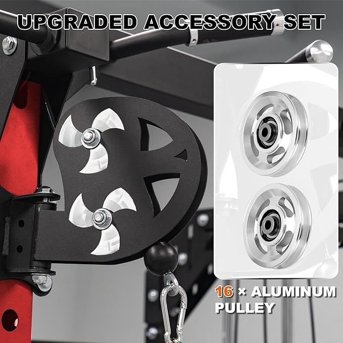 Power Rack for Home Gym – 2000LB Capacity Multifunction Squat Rack with Cable Crossover, Includes 16 Professional attachments for Home Gym Strength Training, P63 Rampage