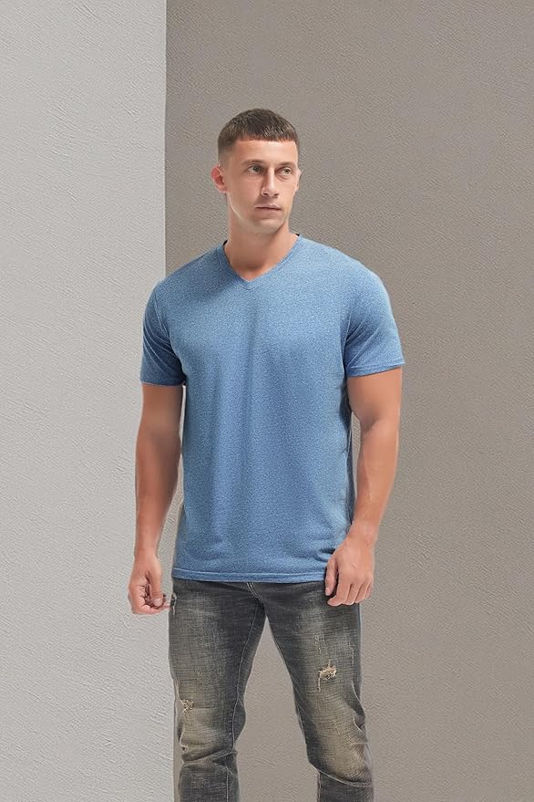 VEIISAR Premium V Neck T Shirts for Men - Modern Fitted Tees Vneck Undershirts