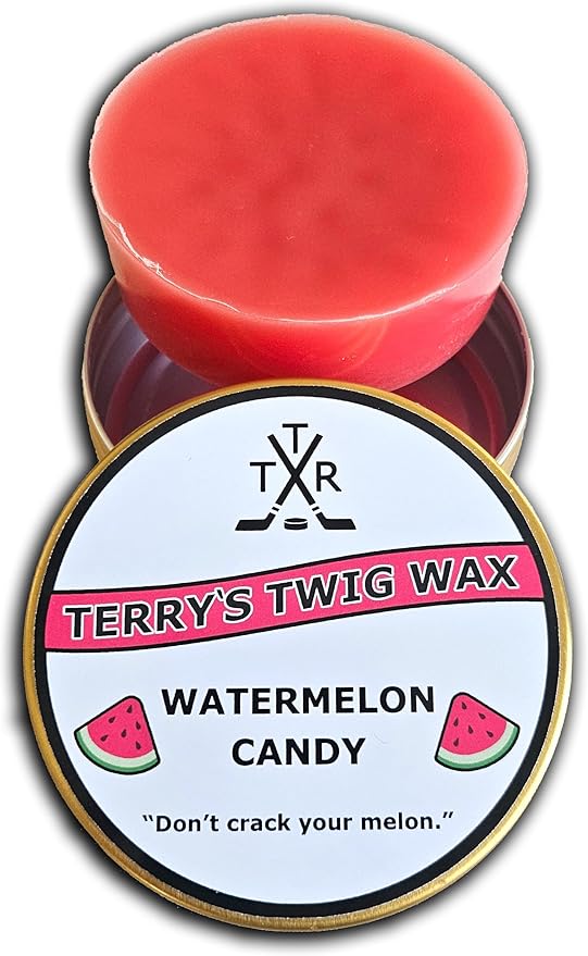 Terry's Twig Wax - Watermelon Candy (Scented Hockey Stick Wax) for Hockey Blade Tape, Increased Puck Control, Stick Tricks Michigan, Water Resistant
