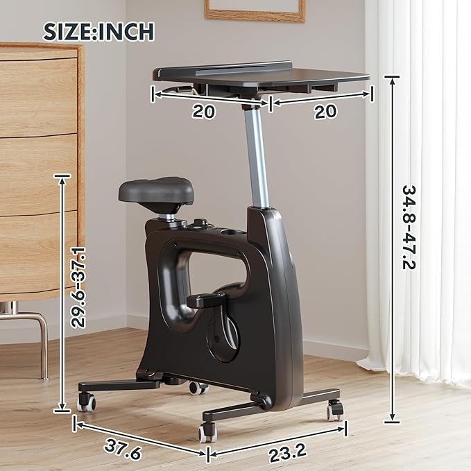 FLEXISPOT Exercise Bike with 2D Desktop, Space Saving Under Desk Bike with Removable Desk, Stationary Bikes Indoor Bikes with 300LBS Heavy Duty 8-Level Resistance Flywheel Optional LCD, V9PRO/V9MAX
