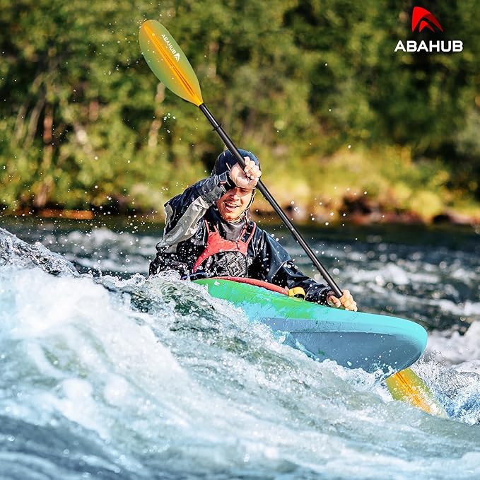 Abahub Kayak Paddle, 90.5 Inches Kayaking Oars for Boating, Canoeing with Free Paddle Leash, Aluminum Alloy Shaft Black/Blue/Green/Orange/Yellow Plastic Blades