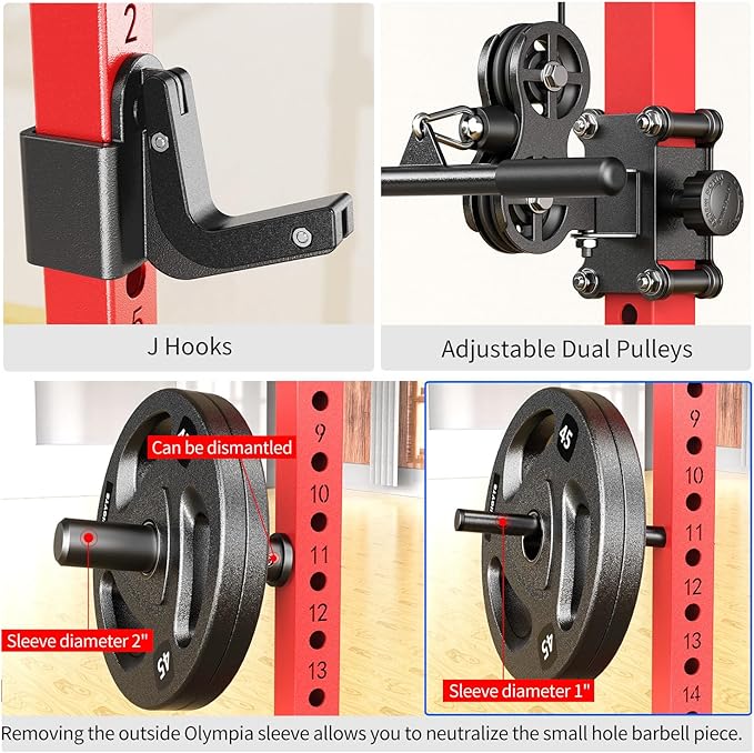 Power Rack Power Cages Multi-Function Squat Rack with Cable Crossover System Selectable More Training Attachment Weight Cage for Garage Home Gym