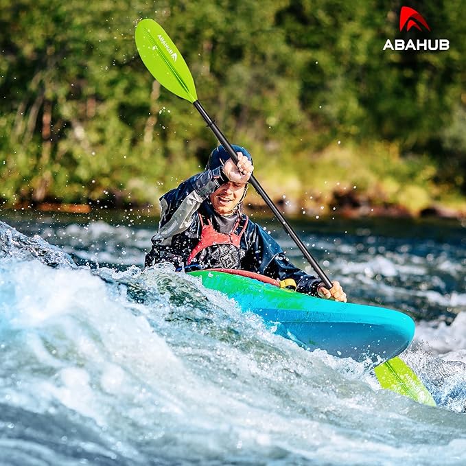 Abahub Kayak Paddle, 90.5 Inches Kayaking Oars for Boating, Canoeing with Free Paddle Leash, Aluminum Alloy Shaft Black/Blue/Green/Orange/Yellow Plastic Blades