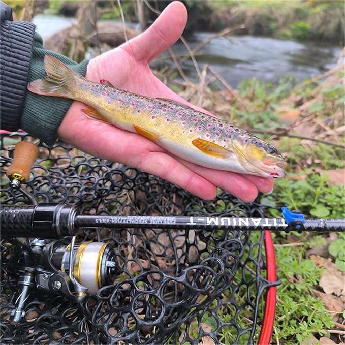 PURELURE Titanium-T Ultralight Fishing Rod Spinning & Casting for Trout Panfish, Carbon Fiber BFS Rod 2Pcs, Titanium Tip & Guides, Cork Handle, 5-6ft Stream Rod XUL Power, Fast/Moderate Fast Action