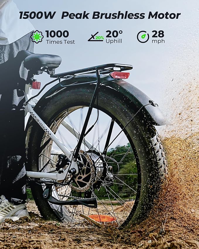 isinwheel U8 Plus Electric Bike for Adults,1500W Peak Motor Hydraulic Brake Ebike,Max 20/28MPH 75-105Miles Electric Bicycle with 13AH/18AH Battery,26" Step-Thru Fat Tire Commuter E Bike for Adults