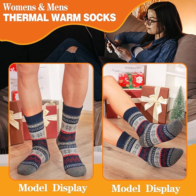 3 Pairs Warm Thermal Socks for Women & Men Winter Ski Thick Boot Insulated Socks for Cold Weather