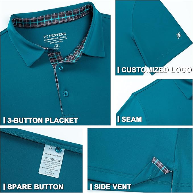 Mens Polo Shirts Short Casual Solid Stylish Dry Fit Performance Designed Collared Golf Polo Shirts for Men