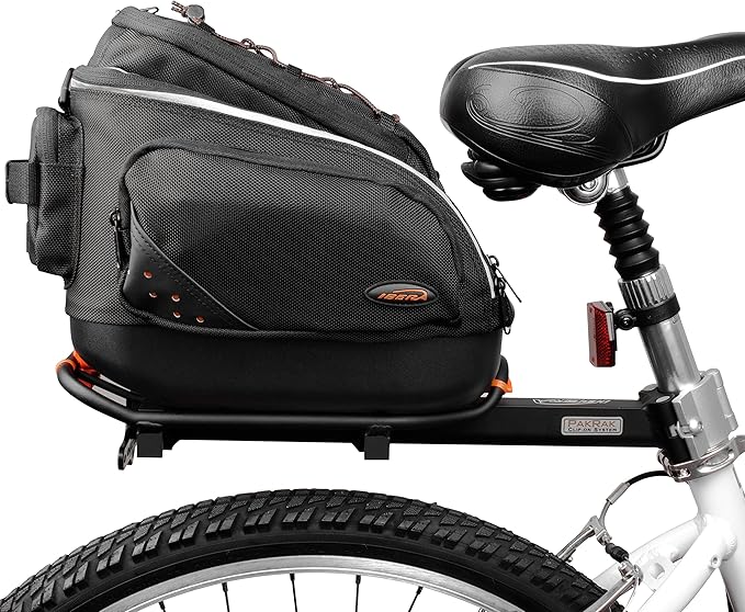 Ibera Bike Bag Mini Commuter 9.5L - Clip-On Bike Rack Bag with Shoulder Strap - Hard Base Reflective Trim Taillight Compatible - Bicycle bag for Folding & Small Bikes, PAKRAK ONLY FOR IBERA MINI RACKS
