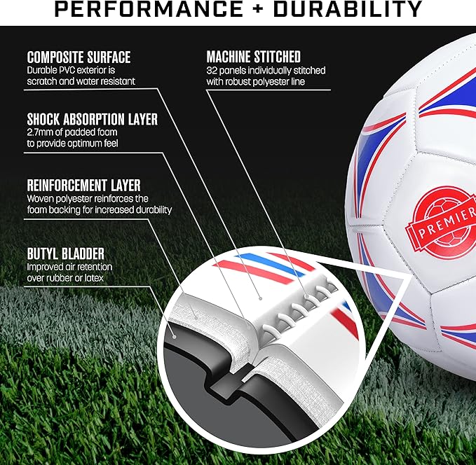 GoSports Premier Soccer Ball with Premium Pump 6 Pack, Size 5